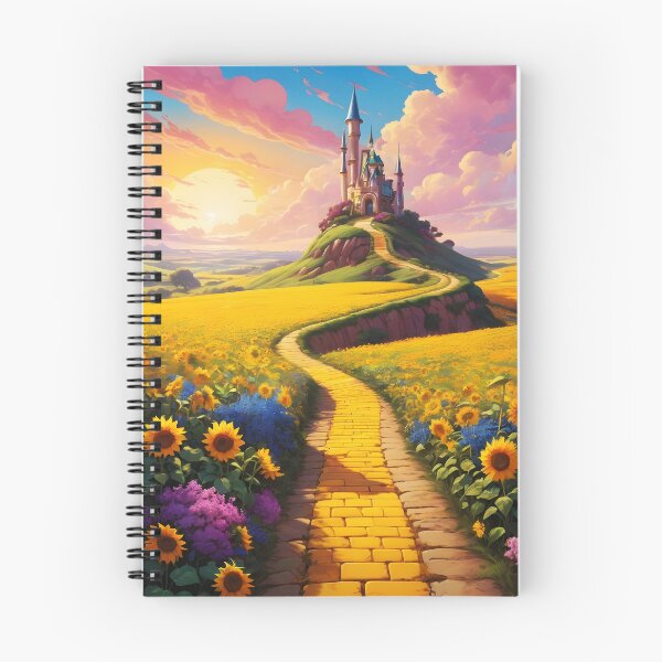 Item preview, Yellow brick road paved by colorful wildflowers and sunflowers leading to a distant palace designed and sold by EmeraldeaDesign.