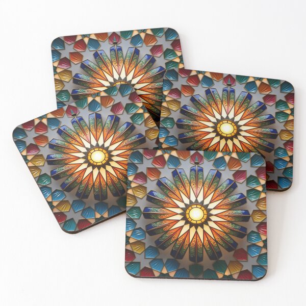 Item preview, Symmetrical stained glass design with metallic accents designed and sold by Girih.