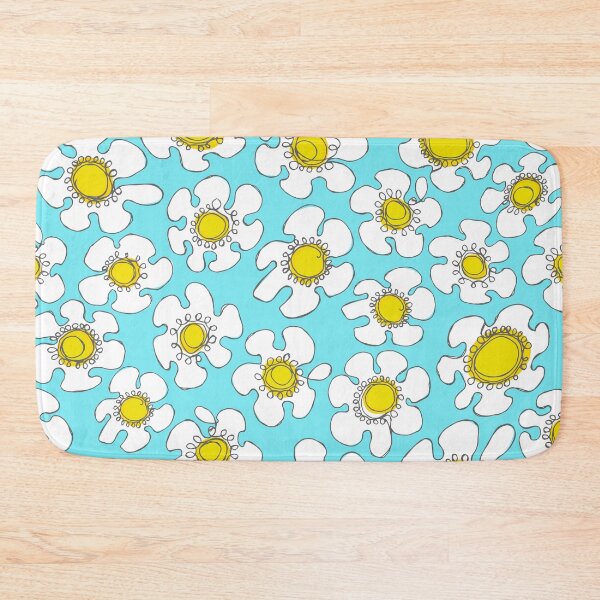 Item preview, Retro White and Yellow Hand Drawn Single Line Flower Pattern designed and sold by schorrnuff.