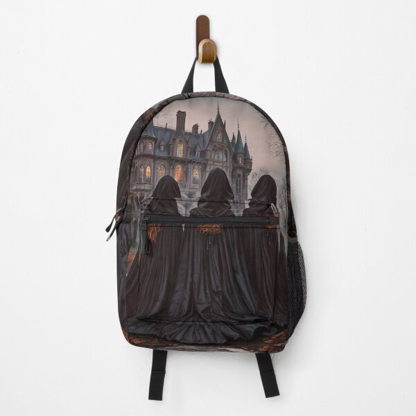 Item preview, Safe As Houses - Digital painting of three witches standing in front of a gothic mansion designed and sold by EmilyDewsnap.