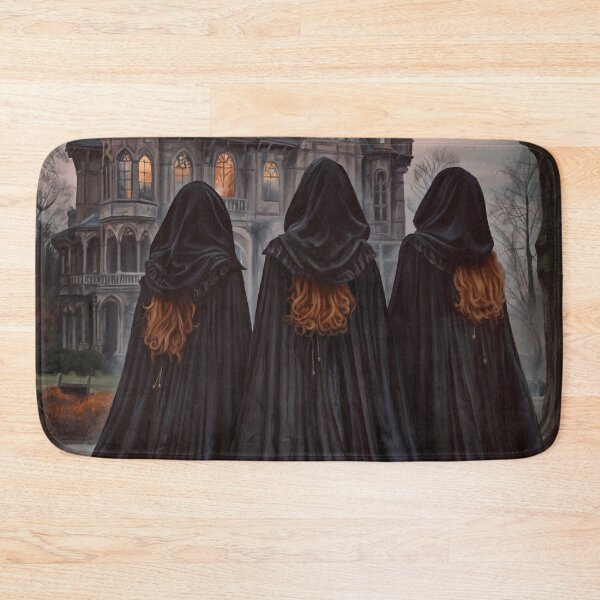 Item preview, Safe As Houses - Digital painting of three witches standing in front of a gothic mansion designed and sold by EmilyDewsnap.