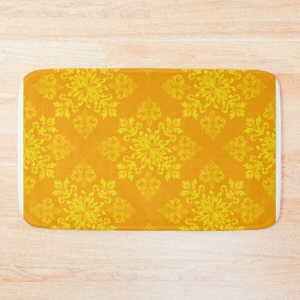 Item preview, Classic Damask Floral Pattern in Yellow on Orange Background designed and sold by ploen kongsuwan.