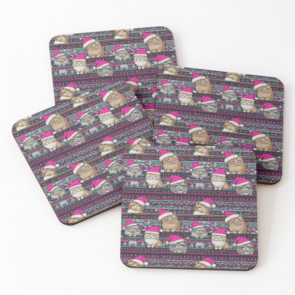 Item preview, Hot Pink Christmas Knit Cat Pattern | Matching Family Winter Outfit designed and sold by PinkGoddessLove.