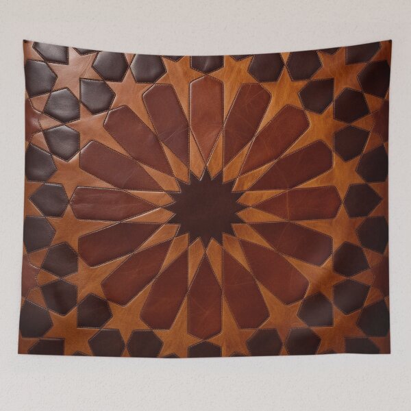 Item preview, Symmetrical geometric pattern made of leather and wood designed and sold by Girih.