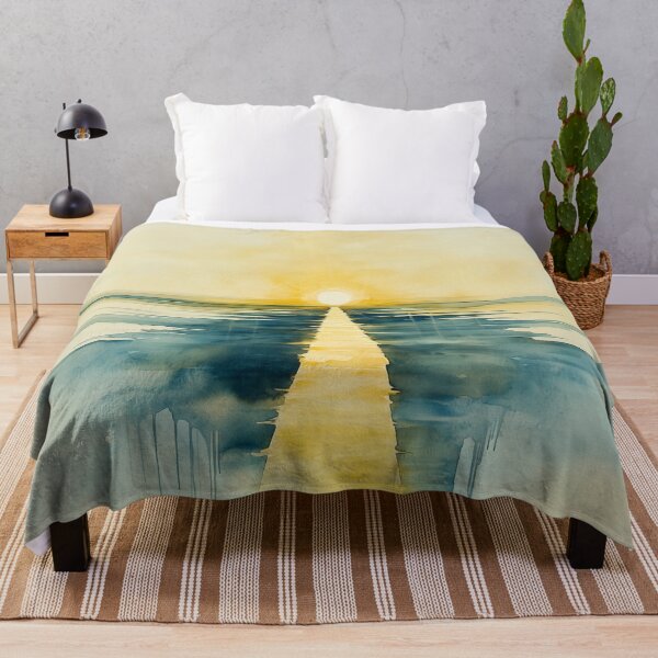 Item preview, Golden Path to the Horizon - Minimalist Sunrise Watercolor Landscape designed and sold by solynneart.
