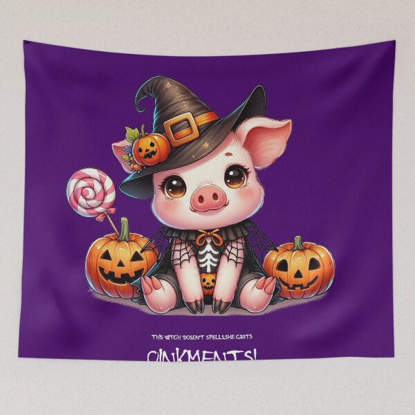 Item preview, Adorable Piglet in Witch Costume designed and sold by BulgariAI.