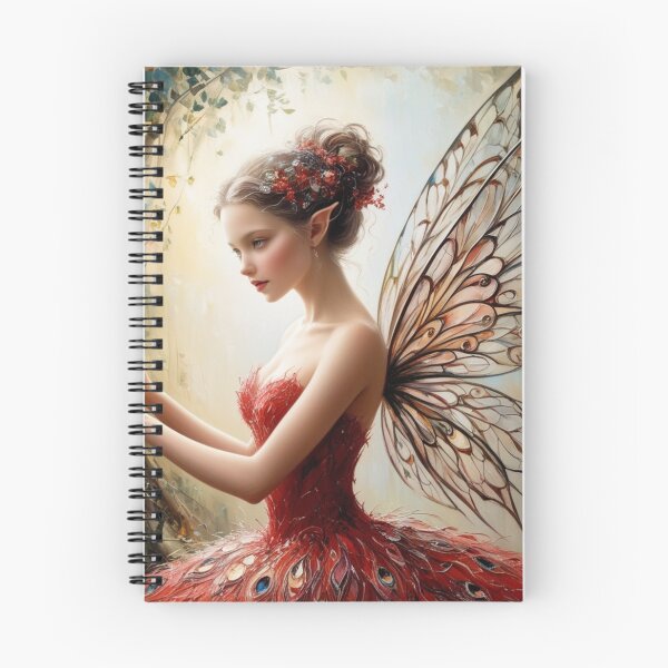 Item preview, Enchanting Forest Fairy with Intricate Wings and a Red Dress designed and sold by T-shirtMill.