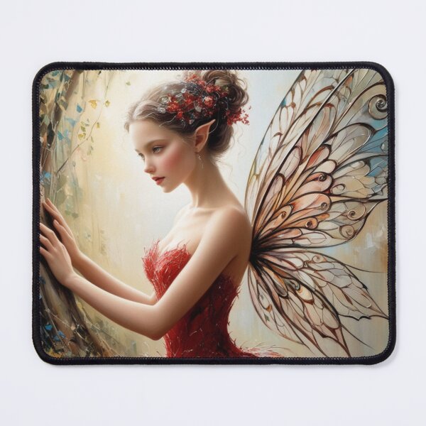 Item preview, Enchanting Forest Fairy with Intricate Wings and a Red Dress designed and sold by T-shirtMill.