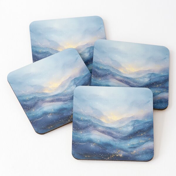 Item preview, Celestial Glow - Abstract Galaxy Landscape in Deep Blue and Gold Hues designed and sold by solynneart.