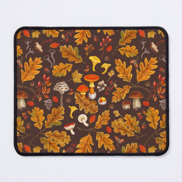 Item preview, Forest mushrooms and autumn flora on brown designed and sold by Katerina Mitkova Kirilova.