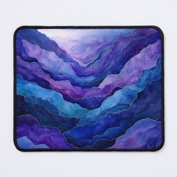 Item preview, Violet Valleys - Abstract Landscape in Rich Blue and Purple Layers designed and sold by solynneart.