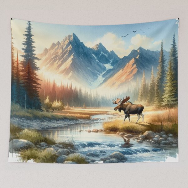 Item preview, Moose Watercolor designed and sold by BeeTheArtCo.
