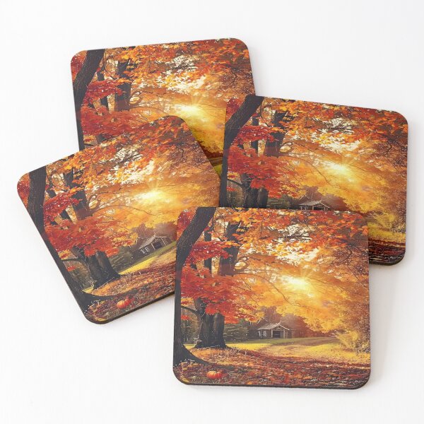 Item preview, Autumn House in a Golden Forest - Fall Landscape designed and sold by Frame & Fold.