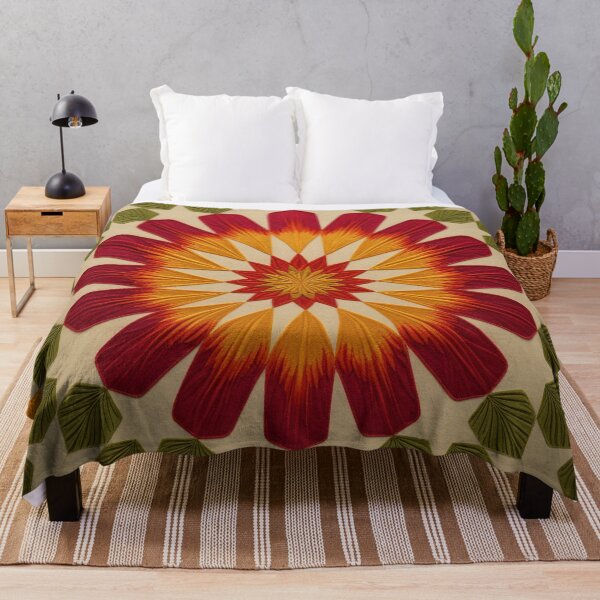 Item preview, Symmetrical quilt pattern with floral design designed and sold by Girih.