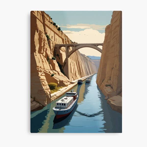 Item preview, 086 Vintage Corinth Canal, Greece Poster Design designed and sold by Alexis Art Collection.