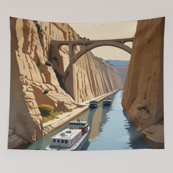 Item preview, 086 Vintage Corinth Canal, Greece Poster Design designed and sold by Alexis Art Collection.