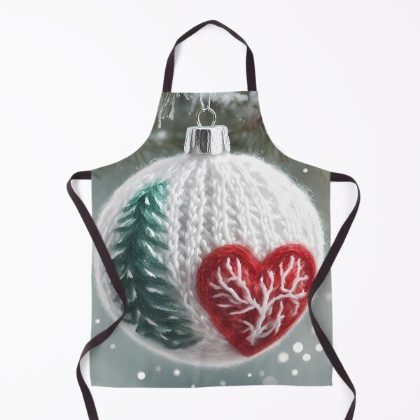 Item preview, White Knitted Christmas Bauble with Heart designed and sold by CalmnessbyChoice.