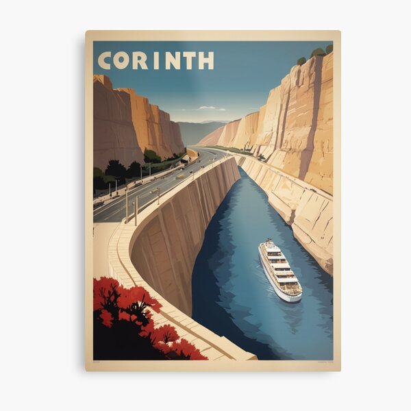 Item preview, 088 Vintage Corinth Canal, Greece Poster Design designed and sold by Alexis Art Collection.