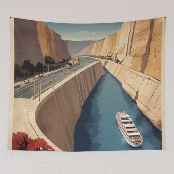 Item preview, 088 Vintage Corinth Canal, Greece Poster Design designed and sold by Alexis Art Collection.