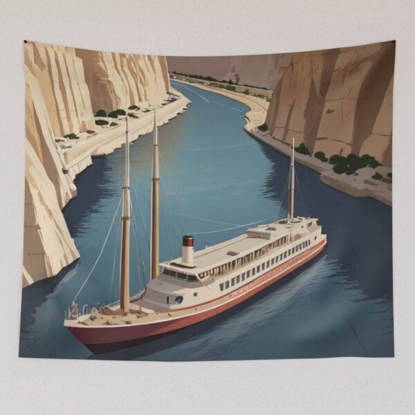 Item preview, 089 Vintage Corinth Canal, Greece Poster Design designed and sold by Alexis Art Collection.