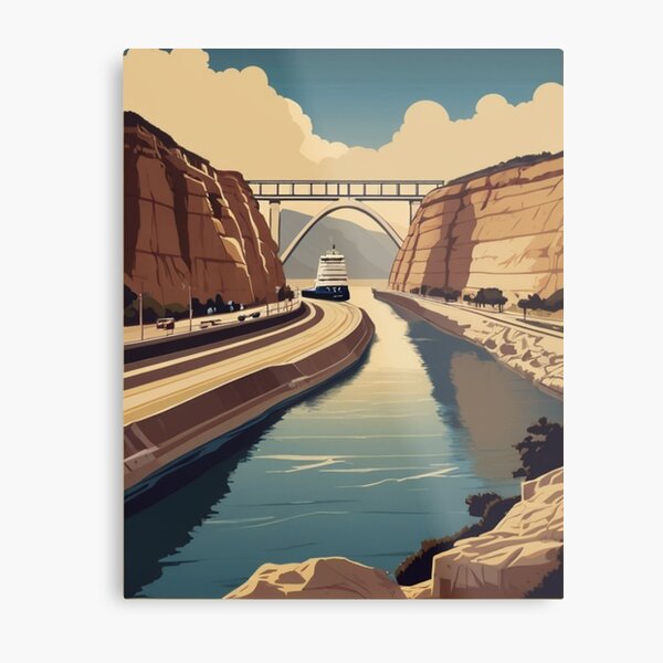 Item preview, 090 Vintage Corinth Canal, Greece Poster Design designed and sold by Alexis Art Collection.