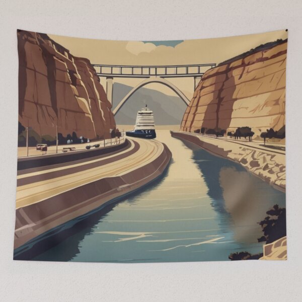 Item preview, 090 Vintage Corinth Canal, Greece Poster Design designed and sold by Alexis Art Collection.