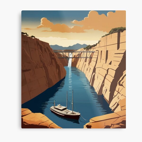 Item preview, 091 Vintage Corinth Canal, Greece Poster Design designed and sold by Alexis Art Collection.