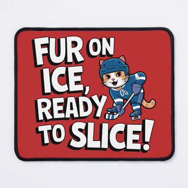Item preview, Fur on ice, ready to slice / Cat wearing a hockey suit and holding hockey stick designed and sold by LostForSpace.