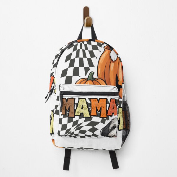 Item preview, "Mama's Little Pumpkin" - Havanese Dog Sitting in Halloween Pumpkin with Checkered Background designed and sold by GoodyPaws.