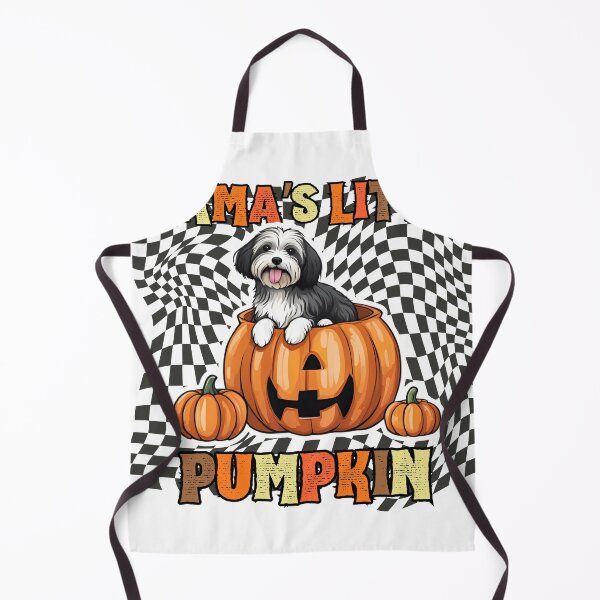 Item preview, "Mama's Little Pumpkin" - Havanese Dog Sitting in Halloween Pumpkin with Checkered Background designed and sold by GoodyPaws.