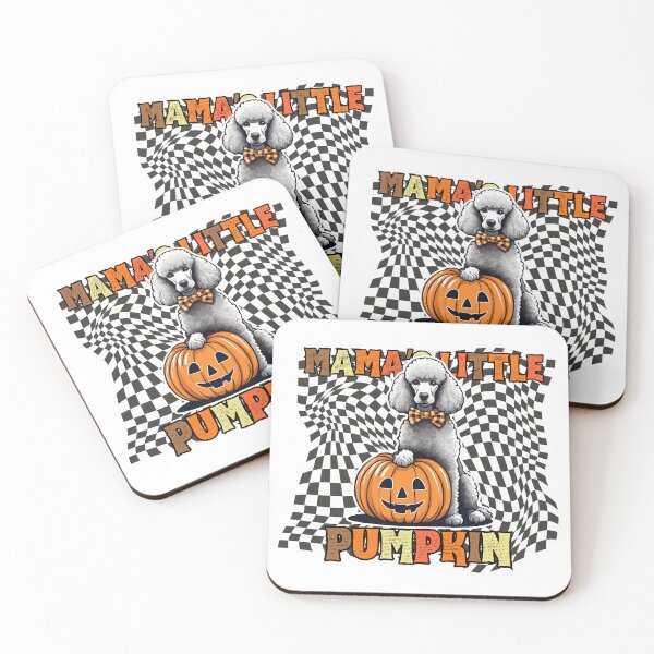 Item preview, "Mama's Little Pumpkin" - Standard Poodle Sitting in Halloween Pumpkin with Festive Checkered Background designed and sold by GoodyPaws.