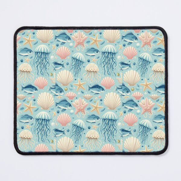 Item preview, Sea Life pattern, fish, starfish, jellyfish, shells designed and sold by SaltySurfgirl.
