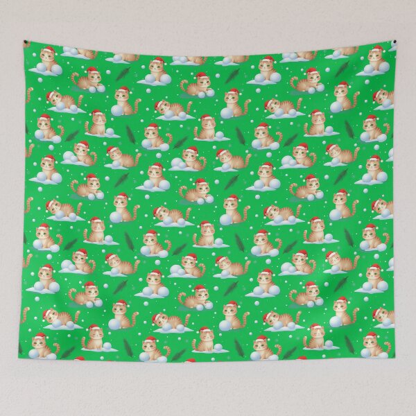 Item preview, Green Christmas Snow Cat Pattern | Matching Family Winter Outfit designed and sold by PinkGoddessLove.