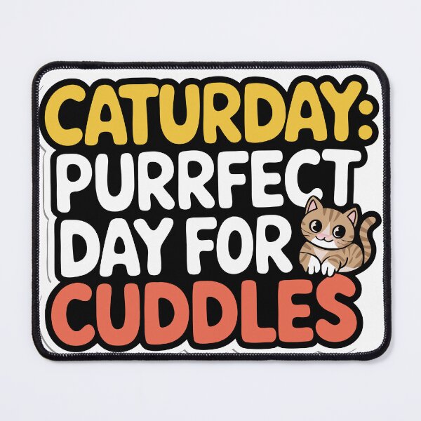 Item preview, Sticker T-Shirt Design Trending: Caturday Cuddles designed and sold by ForeverPrintsOK.