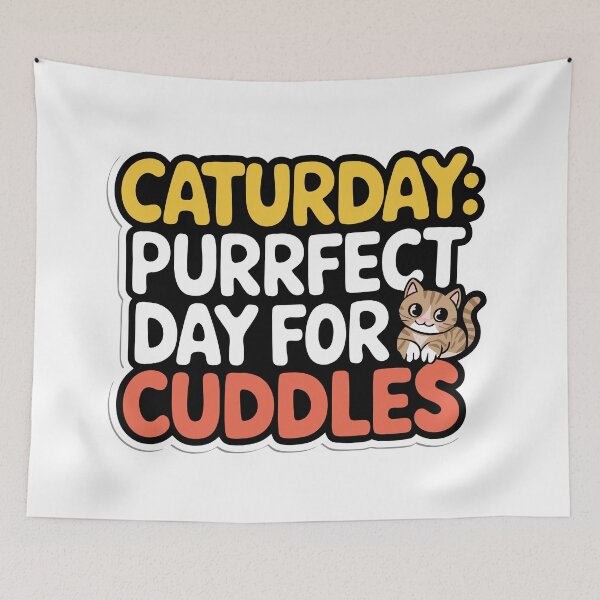 Item preview, Sticker T-Shirt Design Trending: Caturday Cuddles designed and sold by ForeverPrintsOK.