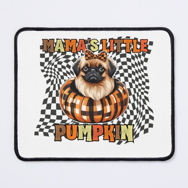 Item preview, "Mama's Little Pumpkin" - Pekingese in Halloween Pumpkin with Festive Checkered Background designed and sold by GoodyPaws.