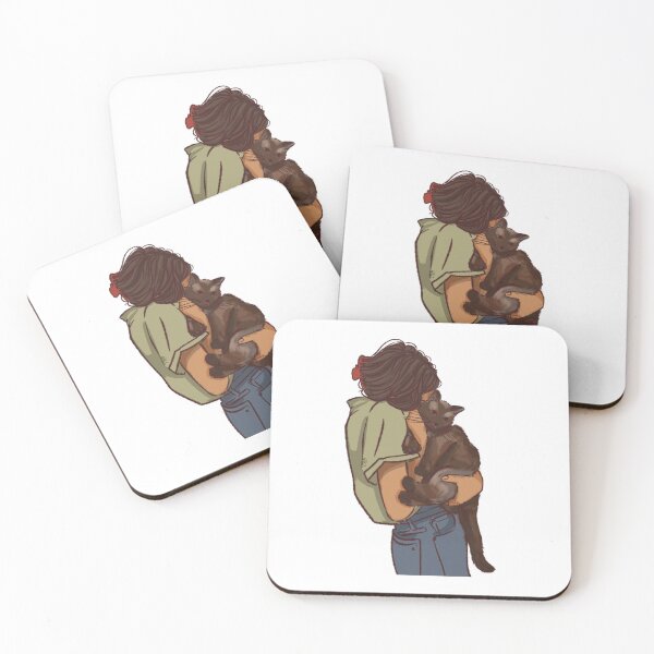 Item preview, A woman in a green clothes and playing with her cute cat  designed and sold by Hessah-HA.