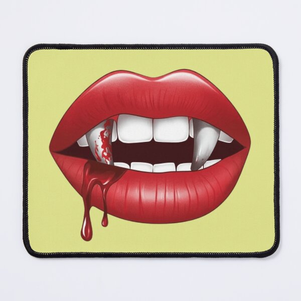 Item preview, red lips and blood-stained fangs designed and sold by PrintBreeze.