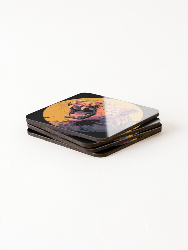 Thumbnail 4 of 5, Coasters (Set of 4), Leopard, Angry Leopard, Beautiful Leopard designed and sold by PatternFly.