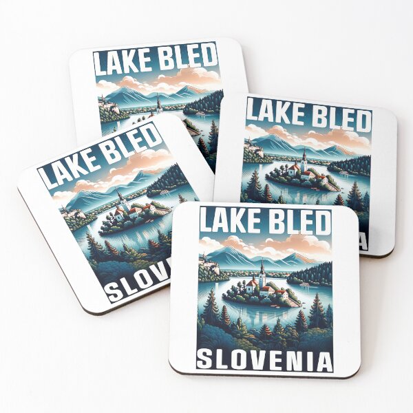 Item preview, Vintage Lake Bled Slovenia - Minimalist Retro Design Travel Poster designed and sold by pod24.