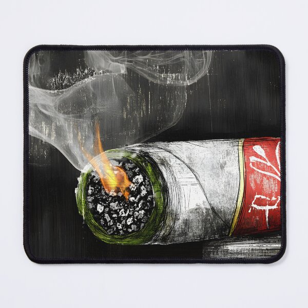 Item preview, Smoldering Cigar with Elegant Red Band and Curling Smoke on Dark Background AI Generated designed and sold by OlfactoART Studio.