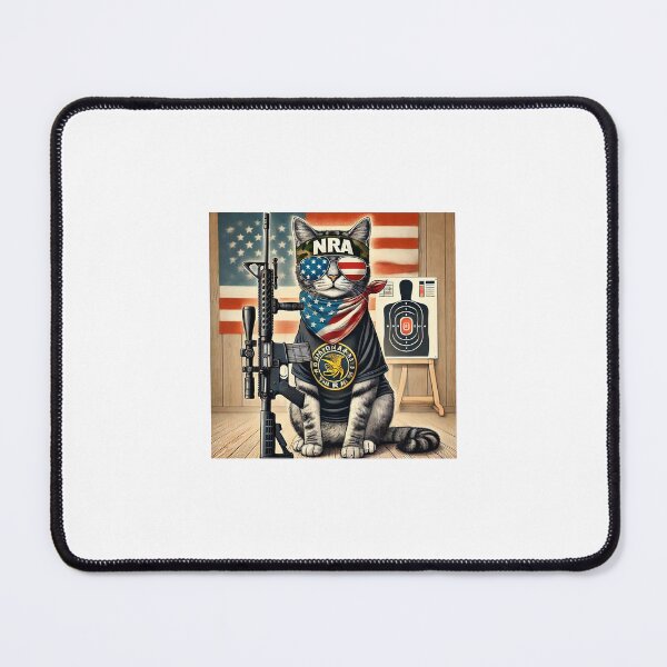 Item preview, NRA Patriot Cat in Camo Mode designed and sold by lesensdelavie.