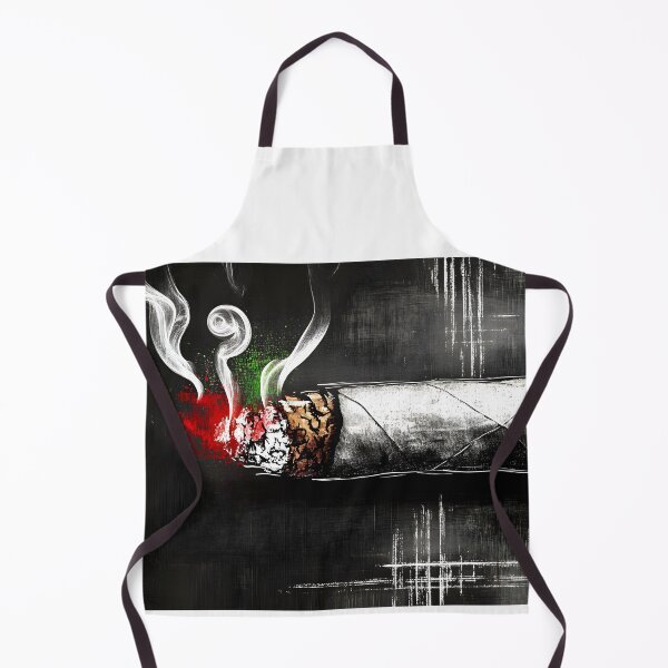 Item preview, Large Cigar Emitting Colorful Smoke in Red and Green Against Dark Background for Striking Contrast designed and sold by OlfactoART Studio.
