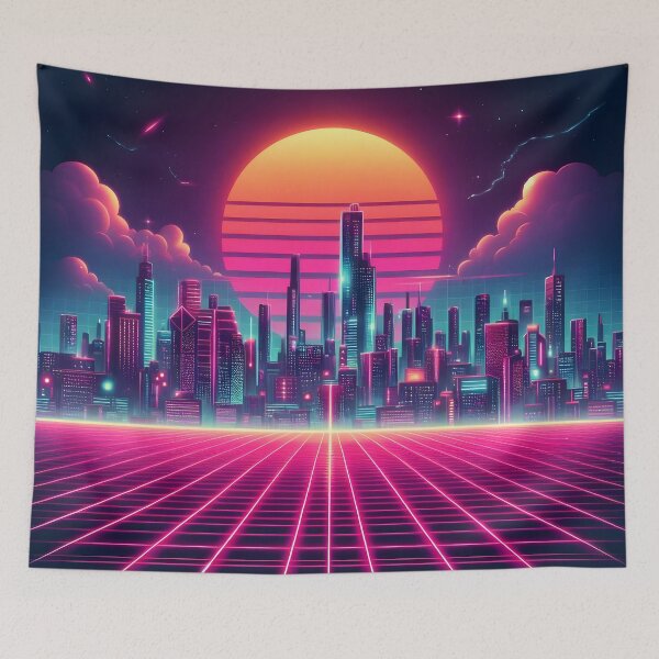 Item preview, Minimalistic Futuristic Neon City Art: Transform Your Space with Modern Metropolis Vibes designed and sold by PandaTShirtShop.