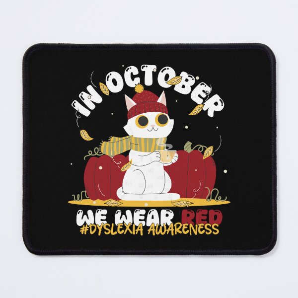 Item preview, In October We Wear Red Dyslexia Awareness Month Cat Halloween designed and sold by yelasun.