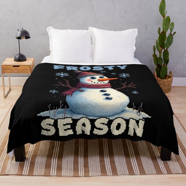 Item preview, Frosty Season Winter Snowman Retro Pixel designed and sold by PrintCrafting.