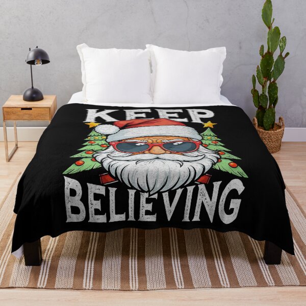 Item preview, Keep Believing Cool Santa Christmas Trees Festive designed and sold by PrintCrafting.