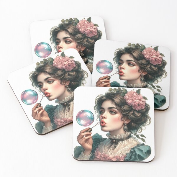 Item preview, Victorian Woman Blowing Bubbles designed and sold by Spike The Punch Design Co..
