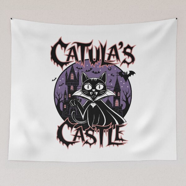 Item preview, Catula's Castle Halloween Vampire Cat designed and sold by Quirky Shirts.