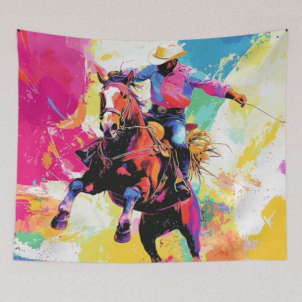 Item preview, Horse and rider rodeo bucking bronco abstract Active Outdoors Inspired Art designed and sold by CDC40.
